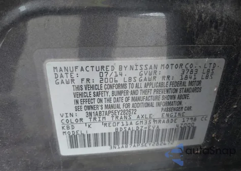 2014 Nissan Sentra Sv from USA, damaged, VIN 3N1AB7AP5EY282672